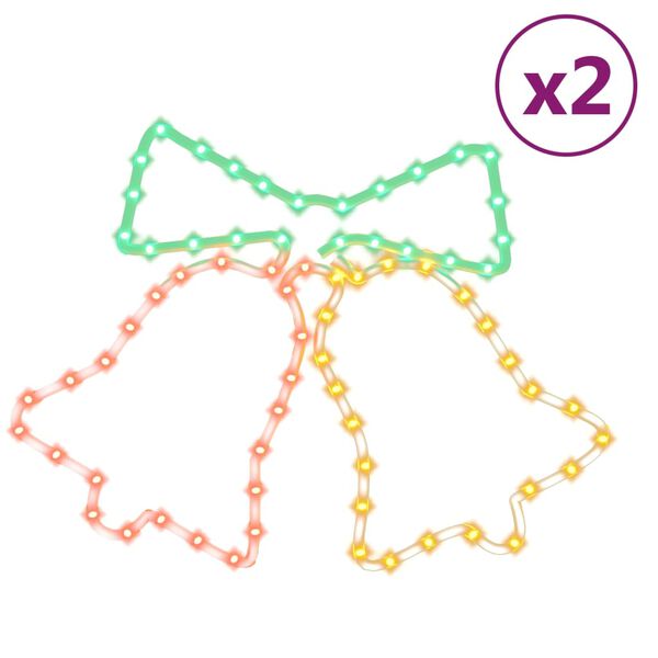 vidaXL Figuras de campanas de Navidad con 72 LEDs 2 piezas 50x56 cm