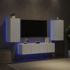 vidaXL Muebles de TV de pared con LED 4 pzas madera ingenier&iacute;a blanco