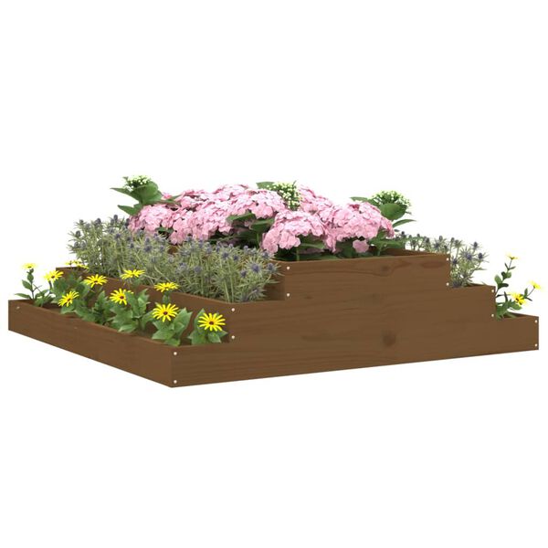 vidaXL Jardinera madera maciza de pino marrón miel 110x110x27 cm
