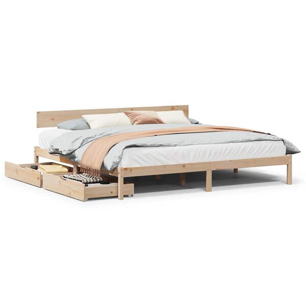 vidaXL Estructura de cama sin colch&oacute;n madera maciza de pino 200x200 cm