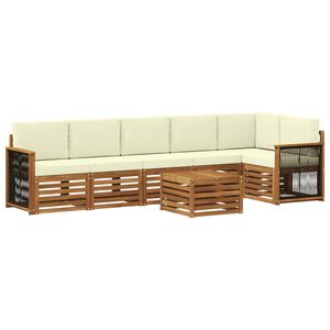 vidaXL Conjunto de sof&aacute;s de exterior 6 uds. Natural y Crema
