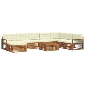 vidaXL Conjunto de sof&aacute;s de exterior 9 uds. Natural y Crema