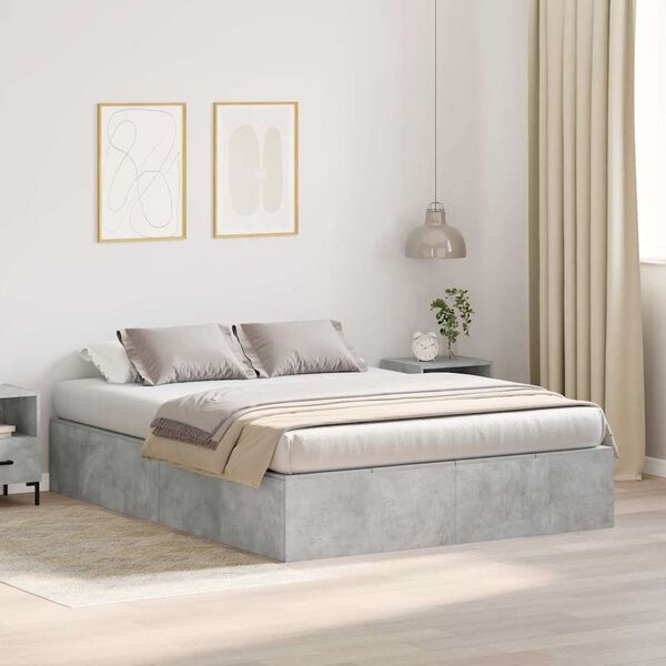 vidaXL Cama con almacenamiento Gris Concreto 135 x 190 cm