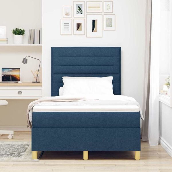 vidaXL Cama tipo Box Spring con colch&oacute;n Azul 120 x 200 cm tela