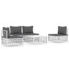 vidaXL Juego de muebles de jard&iacute;n 5 piezas y cojines acero blanco
