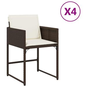 vidaXL Sillas de jard&iacute;n con cojines 4 unidades rat&aacute;n sint&eacute;tico marr&oacute;n