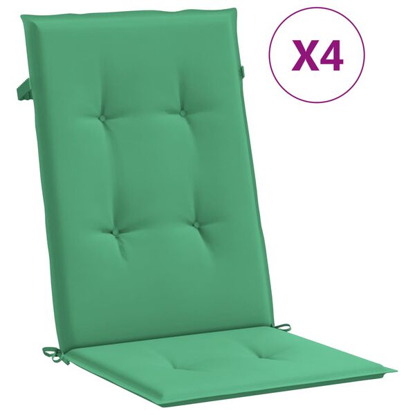 vidaXL Coj&iacute;n silla de jard&iacute;n respaldo alto 4 uds tela verde 120x50x3cm
