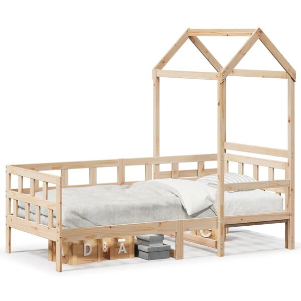 vidaXL Sofá cama con techo de madera maciza de pino 80x200 cm