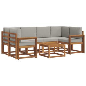 vidaXL Conjunto de sof&aacute;s de exterior 7 pcs Gris Natural y Claro