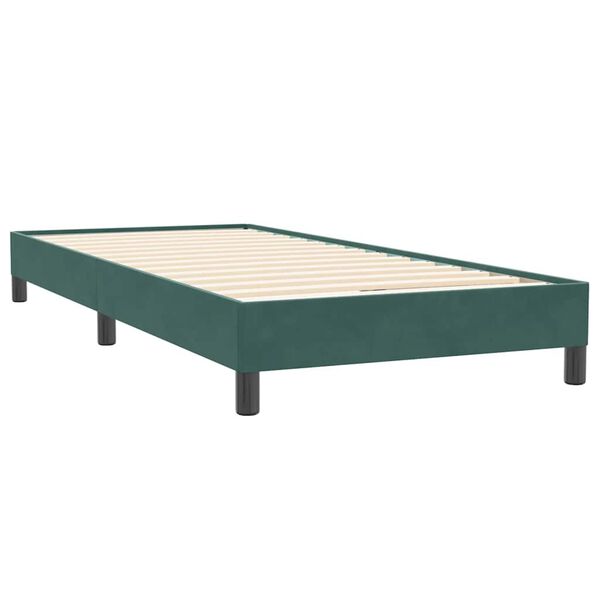 vidaXL Cama box spring sin colchón verde oscuro terciopelo 90x220 cm