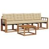 vidaXL Conjunto de sof&aacute;s de exterior con coj&iacute;n 5 pcs Natural y Beige