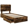 vidaXL Cama con almacenamiento con cabecera Roble ahumado 75 x 190 cm