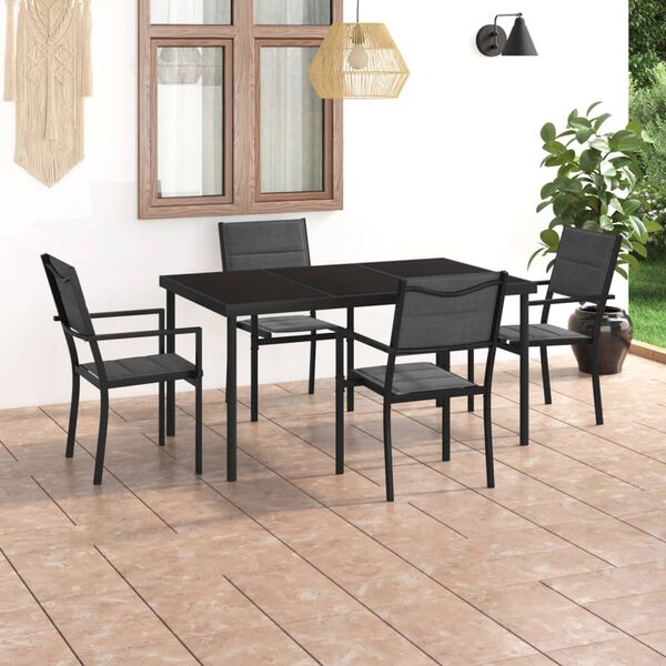 vidaXL Juego de comedor para jard&iacute;n 5 piezas acero