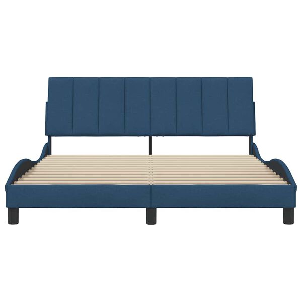 vidaXL Estructura de cama sin colch&oacute;n Hanko tela azul 160x200 cm