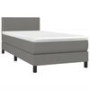 vidaXL Cama box spring colch&oacute;n y luces LED tela gris oscuro 100x200 cm