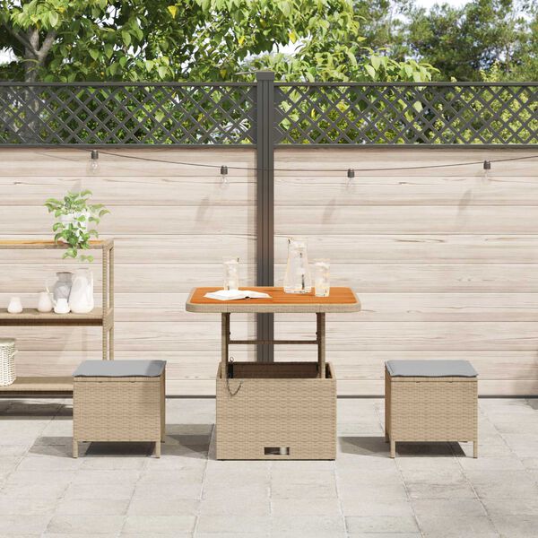 vidaXL Conjunto de Comedor de Jardín Beige Poliratán