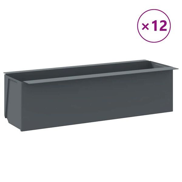vidaXL Jardineras para europal&eacute;s 12 uds PP gris 36x13,5x9,5 cm