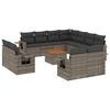 vidaXL Set de sof&aacute;s de jard&iacute;n 12 pzas con cojines rat&aacute;n sint&eacute;tico gris