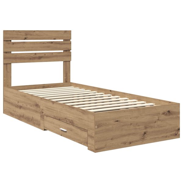 vidaXL Estructura de cama con caj&oacute;n con cabecera Madera contrachapada