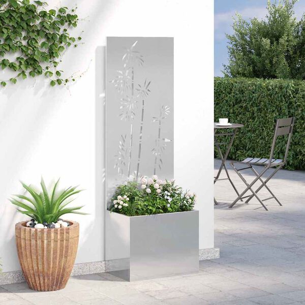 vidaXL Pantalla de Privacidad para Jard&iacute;n Floral Plata 50 x 140 cm