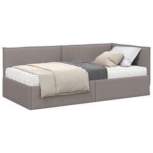 vidaXL Estructura de Cama Esquina con Colch&oacute;n 2 uds. Taup&eacute; 90 x 190 cm