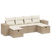 vidaXL Juego de sof&aacute;s jard&iacute;n con cojines 6 pzas rat&aacute;n sint&eacute;tico beige