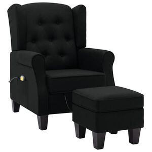 vidaXL Sill&oacute;n de masaje con reposapi&eacute;s tela negro