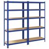 vidaXL Estanter&iacute;as de 5 baldas 2 uds madera contrachapada y acero azul