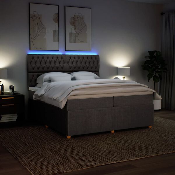 vidaXL Cama box spring con colch&oacute;n tela gris taupe 200x200 cm