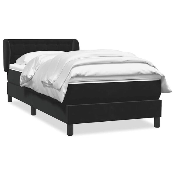 vidaXL Cama box spring con colch&oacute;n terciopelo negro 90x220 cm