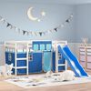 vidaXL Cama alta para ni&ntilde;os con cortinas madera pino azul 80x200 cm