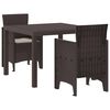 vidaXL Conjunto de Comedor de Jard&iacute;n 3 pcs Marr&oacute;n Polipropileno