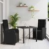 vidaXL Conjunto de Comedor de Jard&iacute;n 3 pcs Negro rat&aacute;n sint&eacute;tico