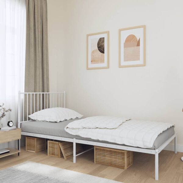 vidaXL Estructura cama sin colch&oacute;n con cabecero metal blanco 107x203cm