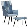 vidaXL Sill&oacute;n con reposapi&eacute;s lona patchwork azul vaquero