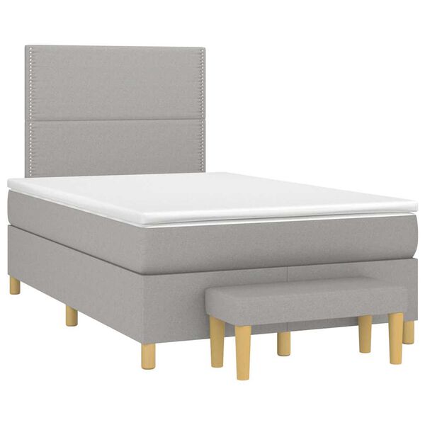 vidaXL Cama box spring con colch&oacute;n tela gris claro 120x190 cm