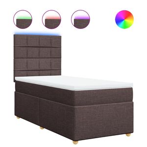 vidaXL Cama box spring con colch&oacute;n tela marr&oacute;n oscuro 80x200 cm