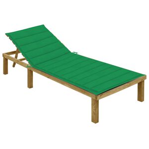 vidaXL Tumbona con coj&iacute;n verde madera de pino impregnada