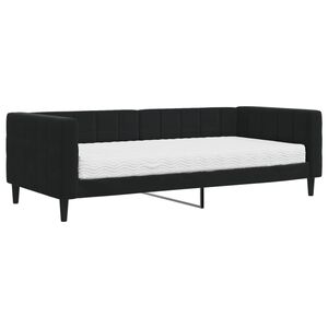 vidaXL Sof&aacute; cama con colch&oacute;n terciopelo negro 90x200 cm