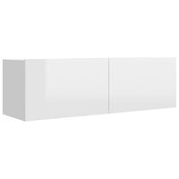 vidaXL Mueble TV madera contrachapada blanco brillante 100x30x30 cm