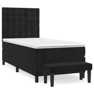 vidaXL Cama box spring con colch&oacute;n terciopelo negro 80x200 cm