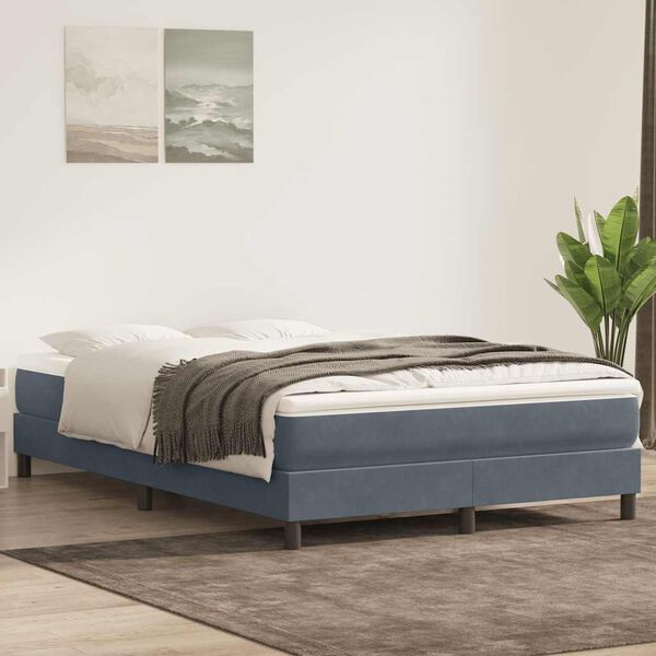 vidaXL Cama box spring con colch&oacute;n terciopelo gris oscuro 160x210 cm