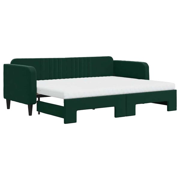 vidaXL Sof&aacute; cama nido con colch&oacute;n terciopelo verde oscuro 80x200 cm