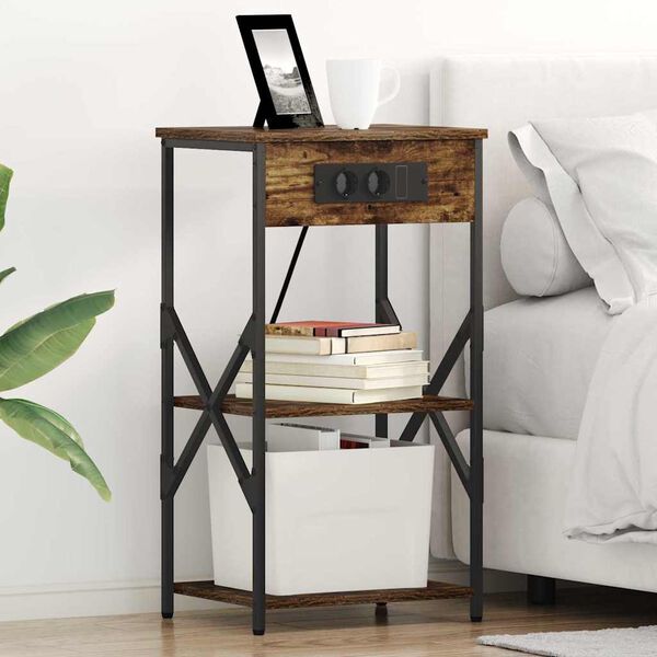 vidaXL Armario de Noche 2 pcs Roble ahumado 41 x 31 x 76 cm