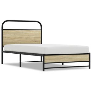 vidaXL Estructura de cama sin colch&oacute;n 107x203 cm madera roble Sonoma