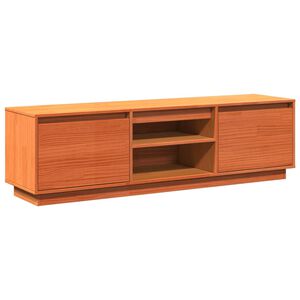 vidaXL Mueble de TV madera maciza de pino marr&oacute;n cera 140x35x40 cm