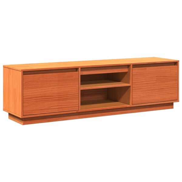 vidaXL Mueble de TV madera maciza de pino marr&oacute;n cera 140x35x40 cm