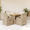 vidaXL Set comedor de jardín 5 pzas con cojines ratán sintético beige