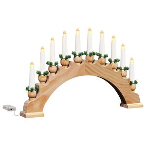 vidaXL Arco de Velas de Navidad con 10 Velas LED Marr&oacute;n 47 x 5 x 29 cm