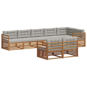 vidaXL Conjunto de sof&aacute;s de exterior 8 pcs Gris Natural y Claro